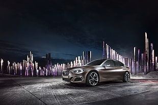 gray coupe digital wallpaper