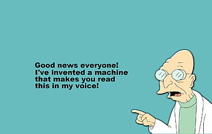 good news everyone text, Futurama, Professor Farnsworth, quote, typography