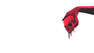 hand holding bleeding skull graphic wallpaper, skull, blood, white, hands