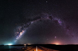 photo of road during night