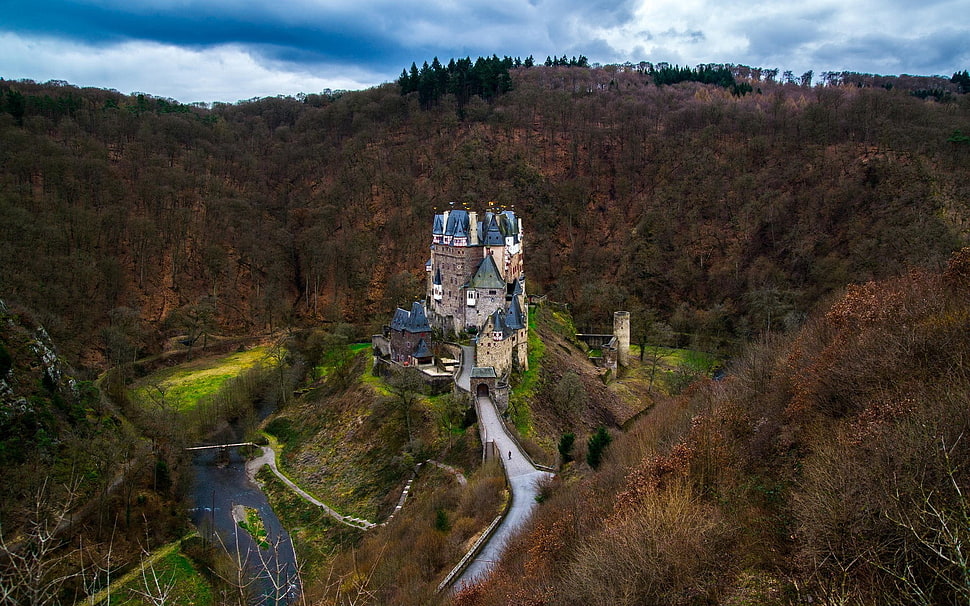 bird's-eye view photography of castle HD wallpaper