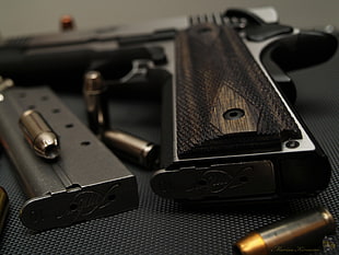 black semi-automatic pistol, gun, Colt 1911, pistol, M1911