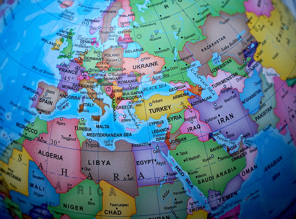 multicolored globe map, Globe, Map, Countries HD wallpaper