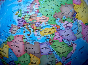 multicolored globe map, Globe, Map, Countries