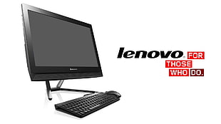 Lenovo flat screen computer monitor, keyboard, and mouse, Lenovo, All in One Pc