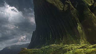 green mountain, Jurassic Park, landscape, matte paint HD wallpaper