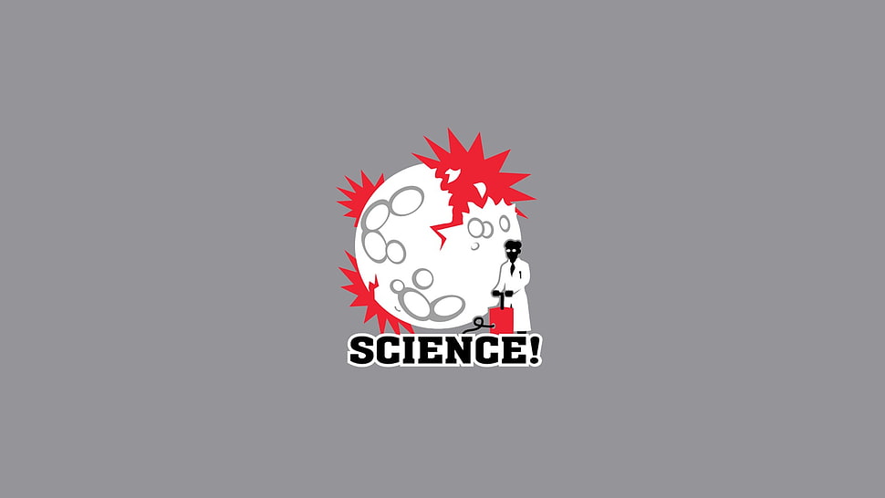 white and red Science wallpaper, science, simple background, gray, explosion HD wallpaper