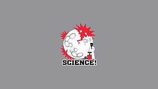 white and red Science wallpaper, science, simple background, gray, explosion