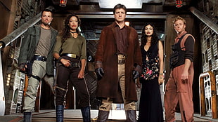 men's brown coat, Firefly, Adam Baldwin, Gina Torres, Nathan Fillion HD wallpaper