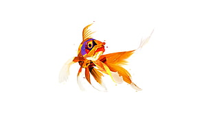 orange fish illustration, animals, Facets, fish, digital art