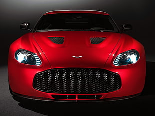 front view photography of red luxury car