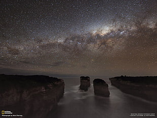 National Geographic wallpaper, coast, sky, stars, night HD wallpaper
