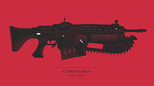 black custom lancer rifle illustration, Gears of War 4, Gears of War, video games