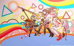 anime character illustration, Mahou Shoujo Madoka Magica, Kaname Madoka, Akemi Homura, Tomoe Mami HD wallpaper
