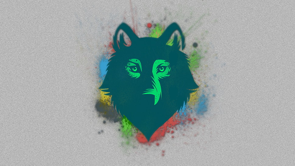 green wolf illustration HD wallpaper