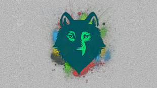 green wolf illustration HD wallpaper