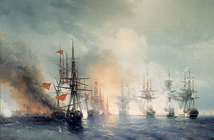 Battleship painting HD wallpaper
