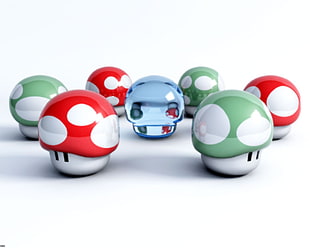 Super Mario toads plastic toys, Super Mario, mushroom HD wallpaper