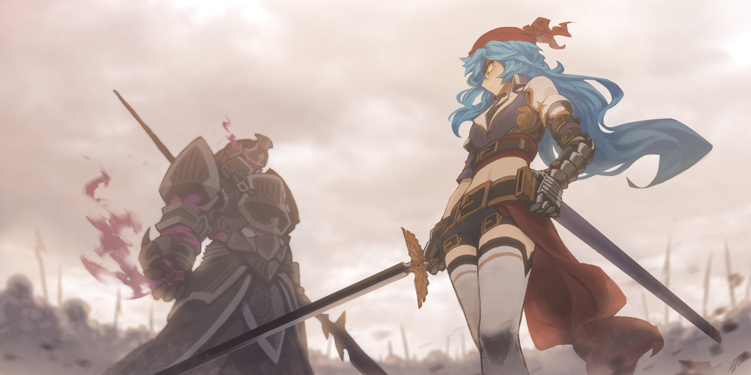 Blue-haired Knight Warrior - wide 5