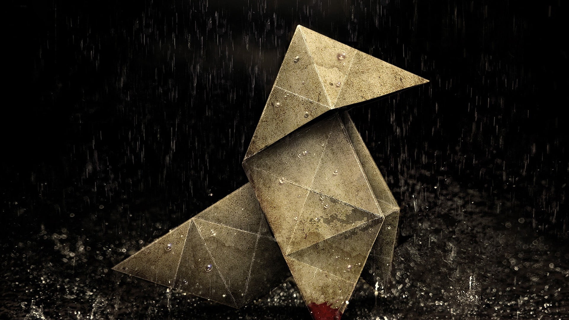 brown paper boat, heavy rain, rain, origami, blood