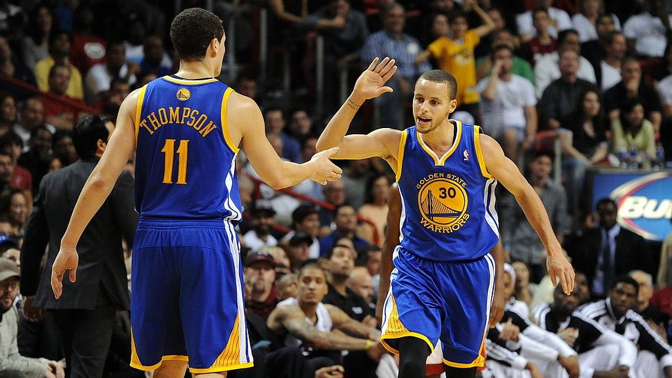 Stephen Curry and Klay Thompson, NBA, basketball, sports, Golden State Warriors HD wallpaper