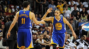 Stephen Curry and Klay Thompson, NBA, basketball, sports, Golden State Warriors HD wallpaper