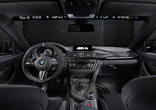 photo of black BMW car interior