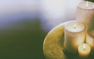 white candles, candles, lights HD wallpaper