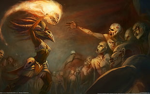 tribal woman fighting zombies painting
