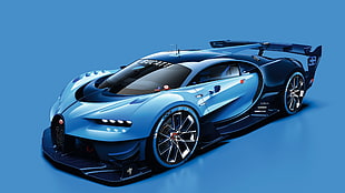 blue and black Bugatti Chiron HD wallpaper