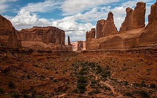 brown rock formation, nature, landscape, clouds, canyon