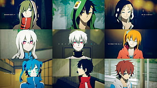 nine anime characters collage, manga, Kagerou Project