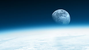 moon on outer space HD wallpaper