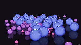 blue and pink marble balls HD wallpaper