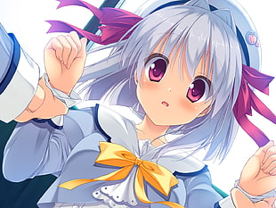 Female Anime character wearing gray shirt HD wallpaper