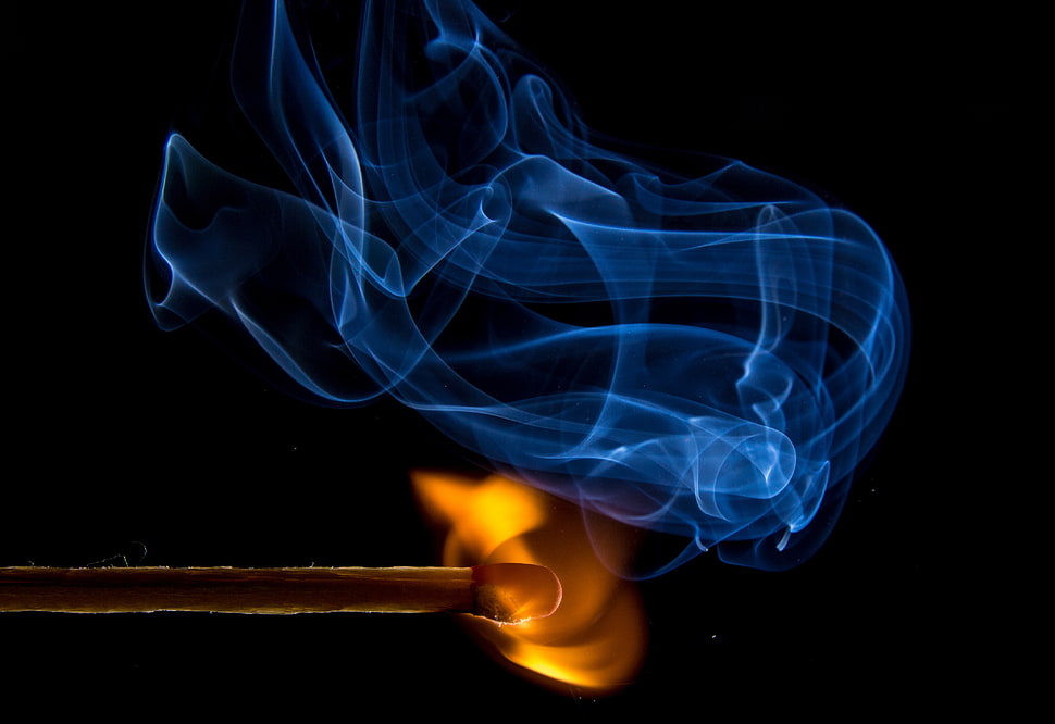 blue and orange flame photo HD wallpaper