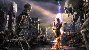 video game screenshot, fantasy art, skeleton, undead, artwork