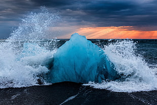 iceberg on body of water, ice, Iceland, nature, sea