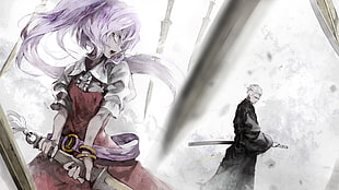purple-haired female anime HD wallpaper