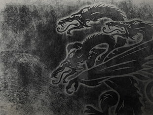 black dragon illustration, hydra, Game of Thrones, sigils, House Targaryen