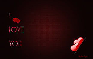 red and white i love you text, love, artwork