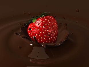 Strawberry sinking in chocolate