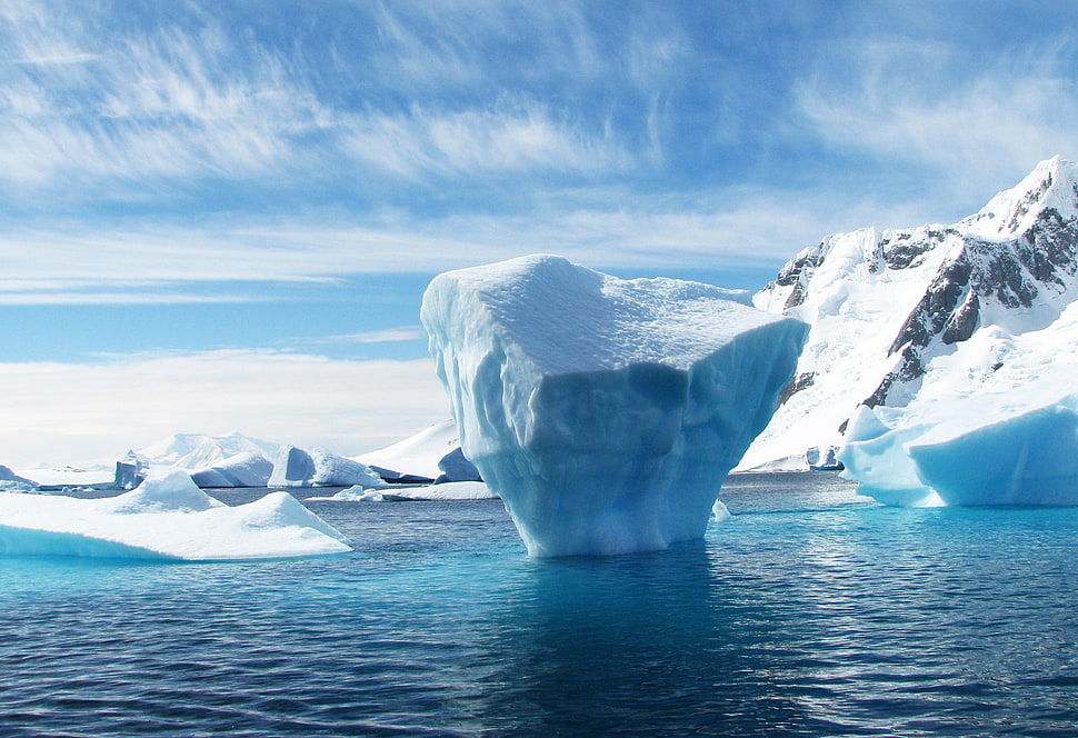 blue sky over ice berg HD wallpaper