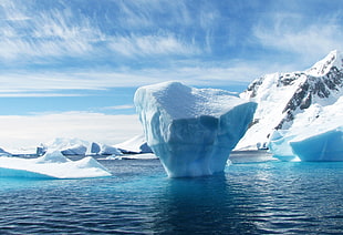 blue sky over ice berg