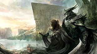two warrior character graphics artwork, warrior, artwork, armor, sword