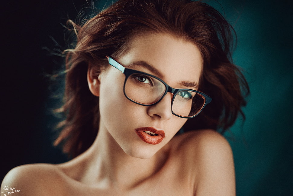 woman wearing eyeglasses with black frames HD wallpaper