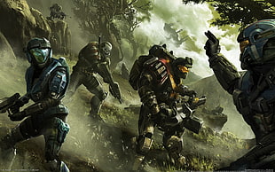 soldiers illustration, Halo, Halo Reach, video games