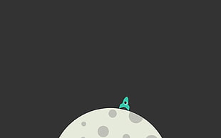 digital art, minimalism, gray background, planet HD wallpaper