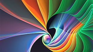 yellow, green, and blue illusion art