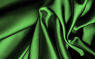 green satin textile